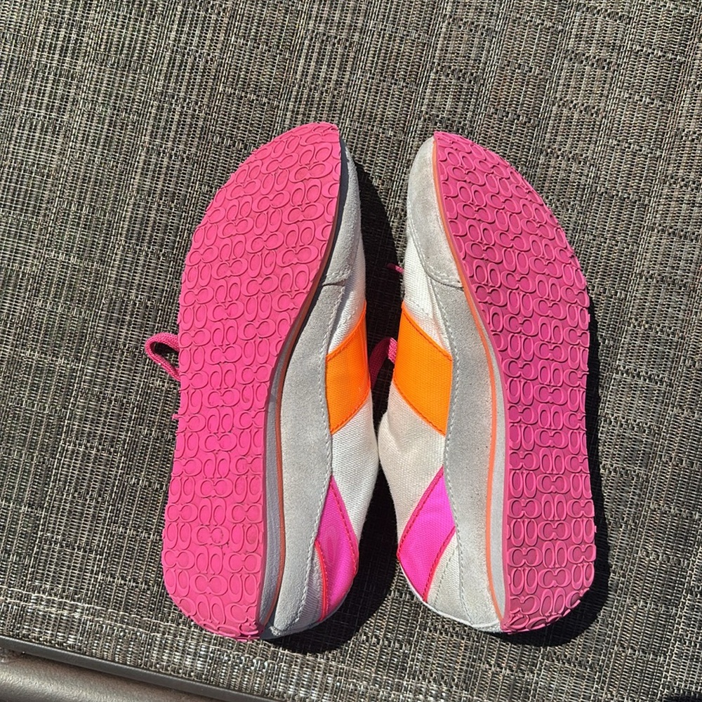 Coach Mae Canvas Sneakers, Chalk/Orange, Size 5 - Picture 6 of 7